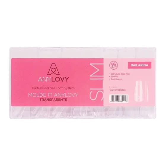 Molde F1 Slim Bailarina Anylovy Transparente Zero Milímetro 150 Unidades Lançamento Profissional