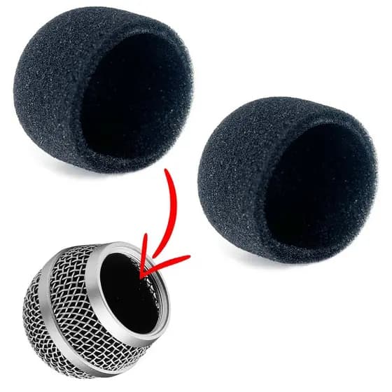 2 un Espuma Interna Preta Protetora Para Globo De Microfone Leson, Shure  Linha 58 Ak 056 e Similares Pop Filter