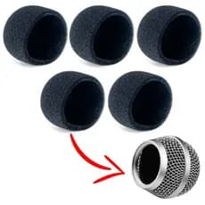 5 un Espuma Interna Preta Protetora Para Globo De Microfone Leson, Shure  Linha 58 Ak 056 e Similares Pop Filter