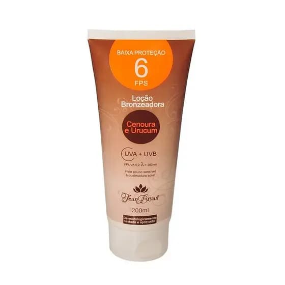 Loção Cremosa Bronzeadora Corporal Cenoura e Urucum FPS6 Jean Bryan 200ml