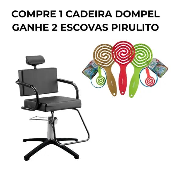 Cadeira de Cabeleireiro e Barbeiro Titan Fixa Hidraulica Preta Dompel