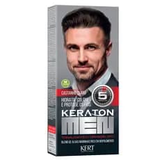 Tonalizante Men para Cabelo, Barba e Bigode Toque Natural Sem Amônia Trata e Colore Keraton 30ml