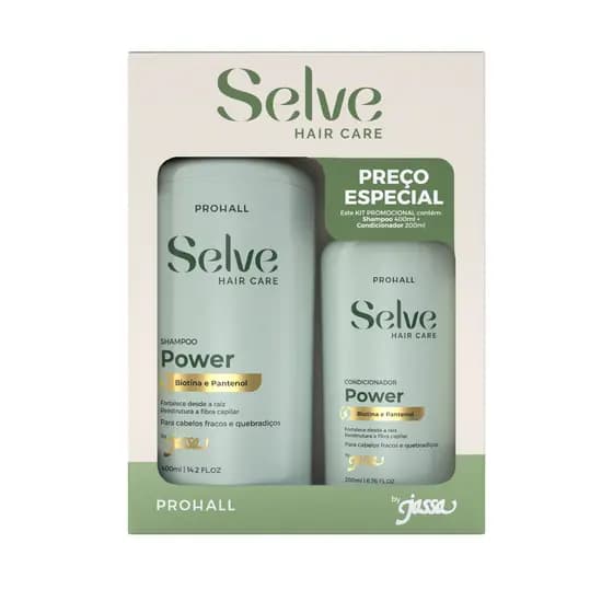 Kit Shampoo + Condicionador ProHall Selve Power Cabelos Fracos e Quebradiços Biotina e Pantenol