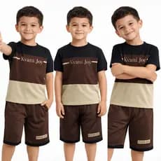 Kit 2 Peças Conjunto Infantil de Verão Masculino Bermuda + Camisa de Qualidade Menino 2 ao 12 Anos
