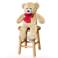 Urso de Pelúcia 50 CM com Laço Vermelho Para Decoração Quarto de Criança Bebê Brinquedo Infantil