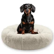 Cama Pet de Pelúcia Redonda para Cães e Gatos Tamanho P
