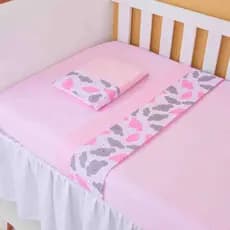 Kit Jogo de Lençol 4 Peças para Berço Cama de Bebê RN Infantil Menina Estampados Varias Estampas