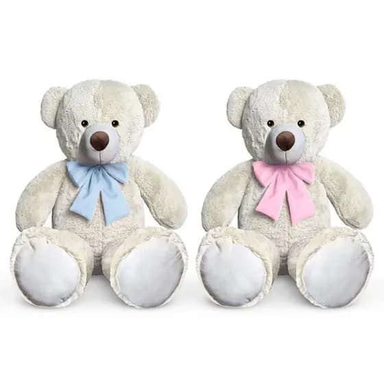 Kit 2 Unidades Ursos de Pelúcia para Chá Revelação de 1 Metro Para Decoração quarto Bebê