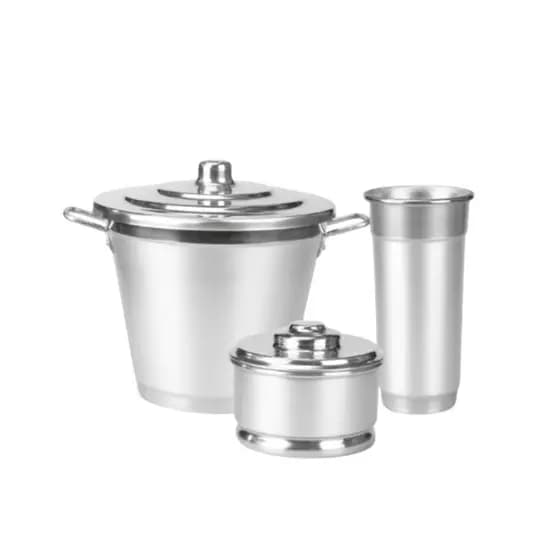 Kit Pia Limpeza 3 Peças para Cozinha Alumínio Fosco Prata Porta Sabão Detergente Decorado