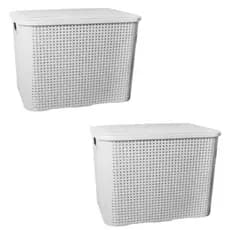 Kit com 2 Caixas Organizadoras Grande Rattan Com Tampa 26 Litros