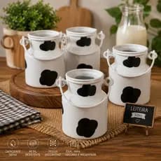 KIT 16 Leiteiras de Alumínio com Mancha Vaca 500ML fazendinha