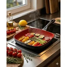 Frigideira Grill Quadrada Antiaderente Preta 24cm Inducao Panelas Cozinha Duravel