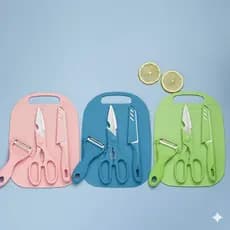 kit de Utensílios de Cozinha 4 Peças faca tesoura ralador cores sortida