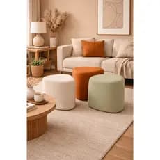 Kit 03 Puff Geométrico Decorativo Organico Pufe para sala Tecido Boucle