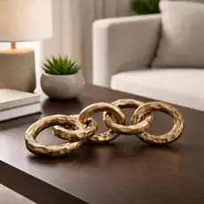 Enfeite Decorativo De Mesa Elo De Alumínio Na Cor Bronze