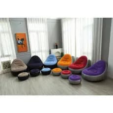 Conjunto de Sofá Inflável para Adultos com Apoio Para os Pés, Sofá Reclinável de Veludo Macaron, Sofá Inflável de Lazer.