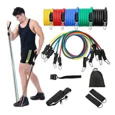 Kit Power Tube Elastico Musculação Crossfit pilates yoga fitness 11 Itens Funcional. - ZOEX