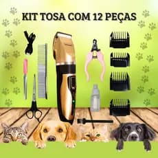 Kit Máquina Para Tosar Pet + Cortador de Unha + Pente + Lixa Máquina Para Cachorro 12 peças