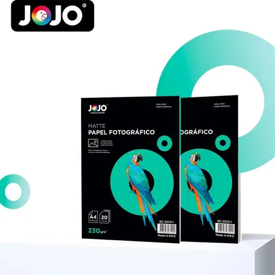 Papel fotográfico MATTE (Fosco) 230g/m² A4 100 FOLHAS  p/ impressoras à jato JOJO PHOTO PAPER