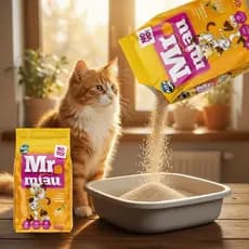 Areia Higiênica para Gatos Mr Miau 4kg até 20kg Total - Granulação Fina e Anti Odor Super Absorção