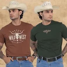 Kit 2 Camisetas Masculina 100% Algodão Moda Country Rodeio Texas