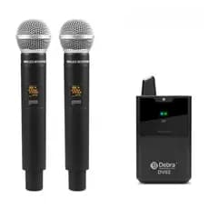 Microfone Duplo De Mão S/ Fio Com Monitor De Gravação Debra