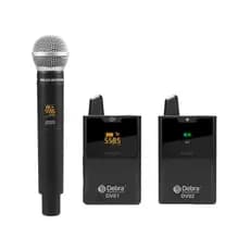 Microfone Duplo De Mão E Lapela Para Entrevista Com Monitor