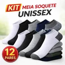 Kit Meias Soquete unissex Cano Curto Adulto Até 12 Pares aleatório