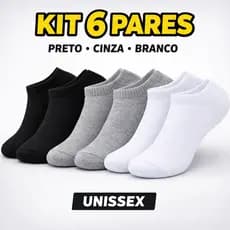 Kit Meia Curta Unissex Tipo Soquete Invisível Conforto Casual