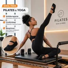 Meias pilates Antiderrapante Sapatilha  Kits 1, 2, 3, 6 pares – Feminina Hidroginástica Algodão 35-40