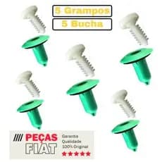 Kit 10 Grampos Presilhas Moldura Polaina Forro Original Fiat 51831802 51783388 Strada Palio