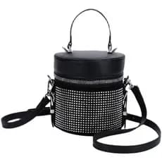 Bolsa baú de brilho com alça transversal e alça de mão 5532