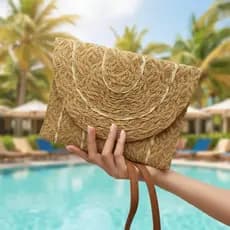 Bolsa Palha Carteira Moda Feminina Praia Com Alça Transversal 11608-20