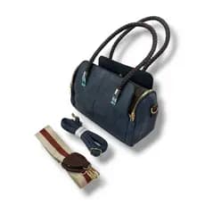 Bolsa Feminina Baú Média Espaçosa Alça De Mão e Transversal Couro Sintético F-117