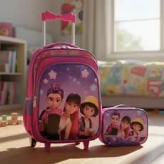 KIT MOCHILA inspiração HUNTRIX GUERREIRAS DO KPOP DESENHO 3D+ LANCHEIRA TÉRMICA + ESTOJO