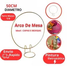 Mini Arco de Mesa 50CM Redondo em Ferro Dourado para Decoração de Festa
