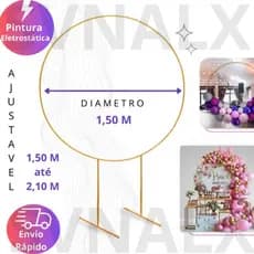 Arco Redondo 1,50mts Desmontável Ferro Regulável Festas e Decoração Bexigas