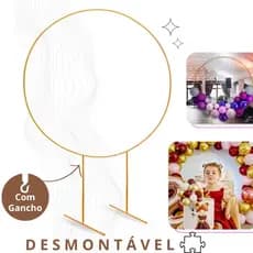 Estrutura Painel Arco Redondo Ferro Desmontável Decoração De Festas e Eventos Arco Bexigas Regulável