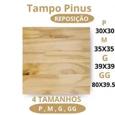 Tampo Madeira Pinus Cru Reposição e Enfeite Decoração Em 4 Tamanhos