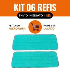 KIT Até 06 Refis Para Mop Spray Universal Pano Microfibra Reutilizável Almofada Esfregão