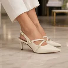 Sapato Feminino Slingback Salto Fino Elegante Luxo Bico Fino Confortável Tendência 2026 Chic Confortavel