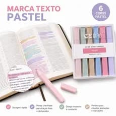 Kit Marca Texto Pastel 06 Cores Canetas Marca Texto Escolar Estudo Planner Volta às Aulas
