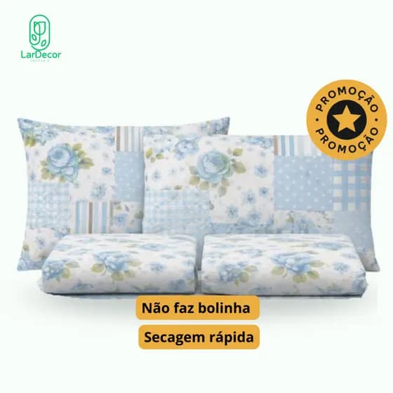 Jogo de Lençol Queen 4 Peças Microfibra Toque Acetinado com elastico  - Estampas Sortidas