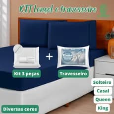 Kit Lençol Cama Solteiro Casal Queen King 400 fios Micropercal 03 Peças Ponto Palito + 2 Travesseiro
