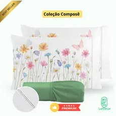 Kit Jogo de Lençol 400 Fios Micropercal Ponto Palito Fronha Estampada