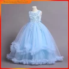 Princesa Vestido Longo Formal Primeira Comunhão De Festa Infantil Noiva Ocasião Vestidos De