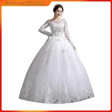 Vestidos De Casamento De Primavera 2025 Vestidos De Casamento Applique Manga Longa Branco Decote Em V Noiva Plus Size Ve