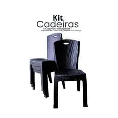 Kit 6 Cadeiras Rattan Empilháveis INMETRO Reforçada Casa Varanda Piscina Jardim Área Gourmet