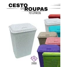 Cesto 72 Litros para Roupa Suja com Tampa Organização Lavanderia Banheiro