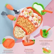Kit 6 Peças de Talheres de Silicone formato de Cenoura para Bebês e Crianças